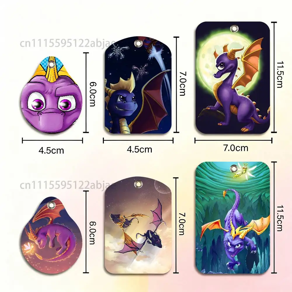S-Spyro the Dragon Card Case Leather Card Holder Keychain Key Ring Transportation Card Case With Lanyard