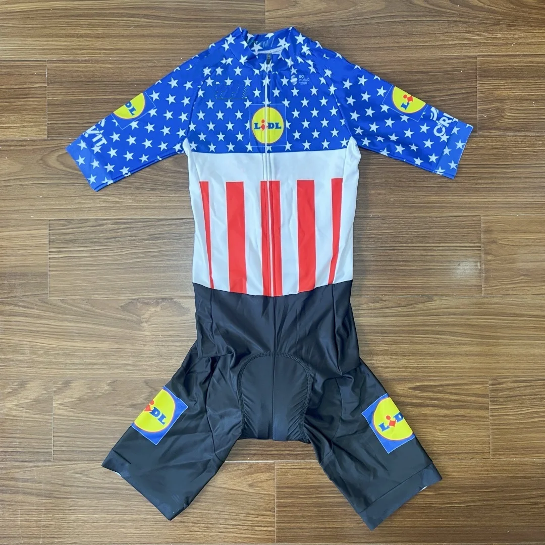 

LASER CUT Skinsuit 2025 LIDL TEAM USA CHAMPION Bodysuit SHORT Cycling Jersey Bike Bicycle Clothing