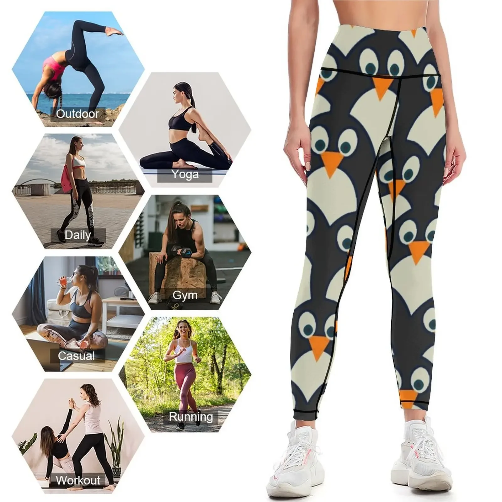 Penguin Pile-Up Leggings سراويل رياضية للنساء ملابس رياضية نشطة لصالة الألعاب الرياضية النسائية