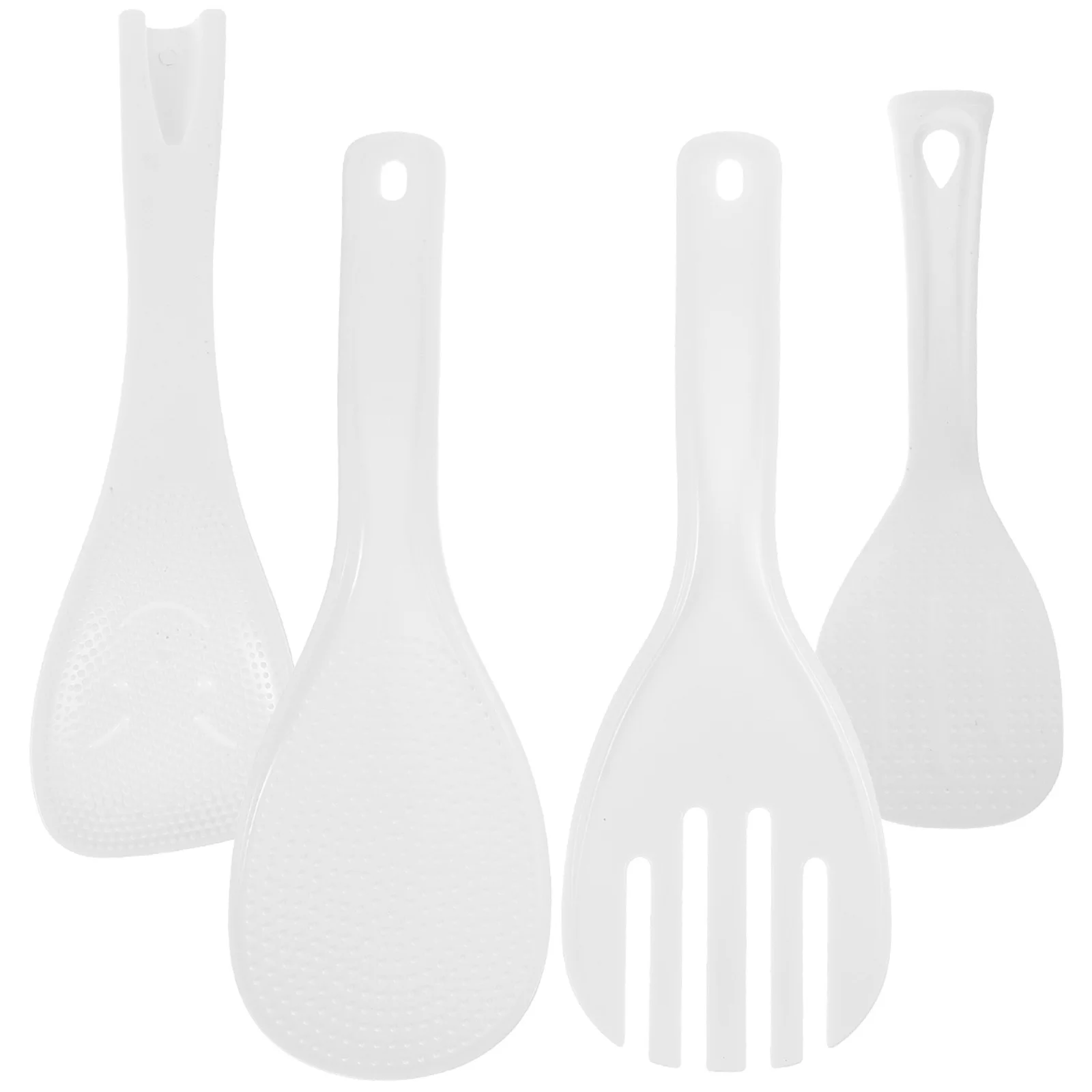 

4Pcs Rice Paddle Creative Kitchen Set Nonstick Plastic Rice Spoon Ergonomic Handle Hanging Hole Practical for Home