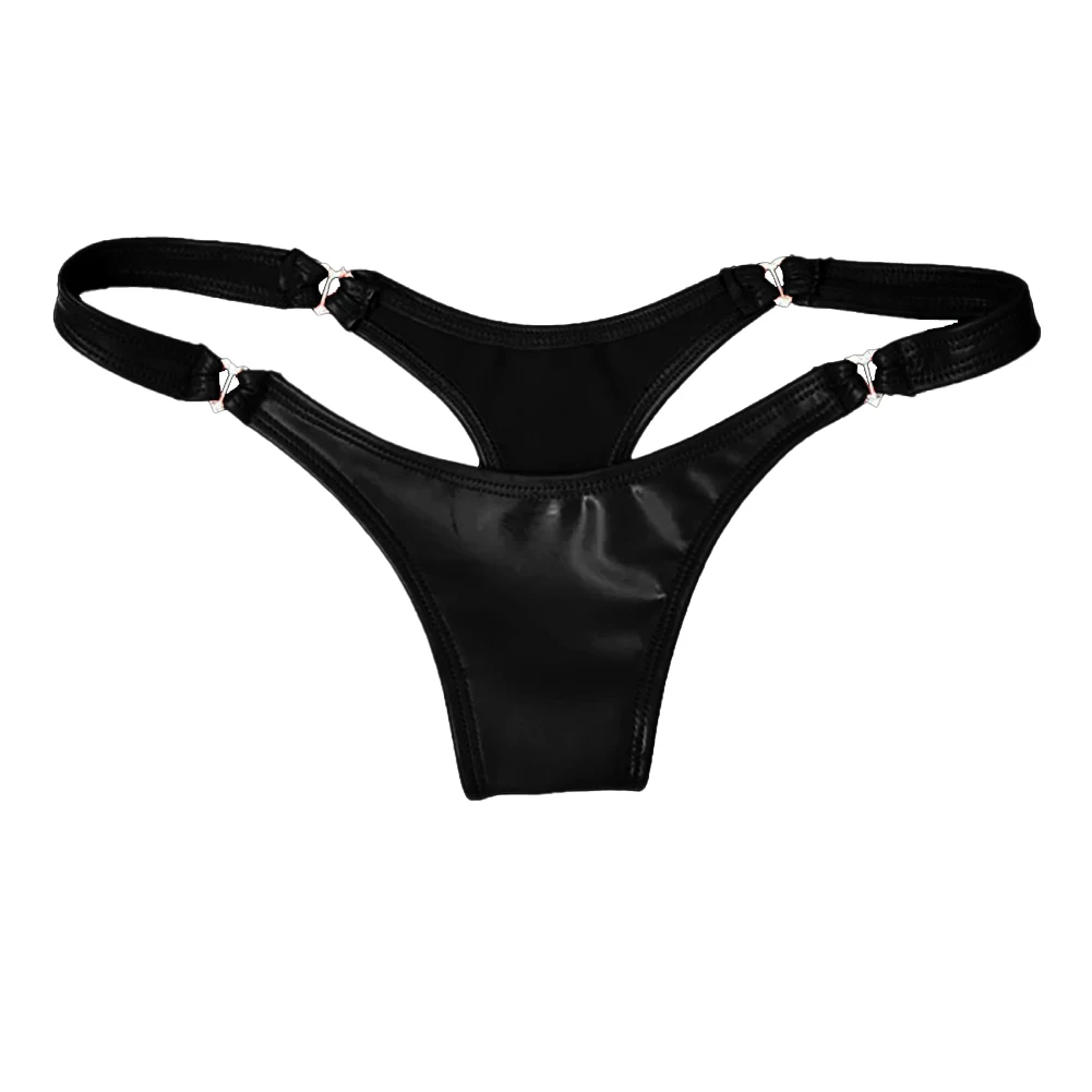 Slip Sexy en cuir PVC pour femmes, tongs confortables, string, culotte, Lingerie Sexy, sous-vêtements féminins