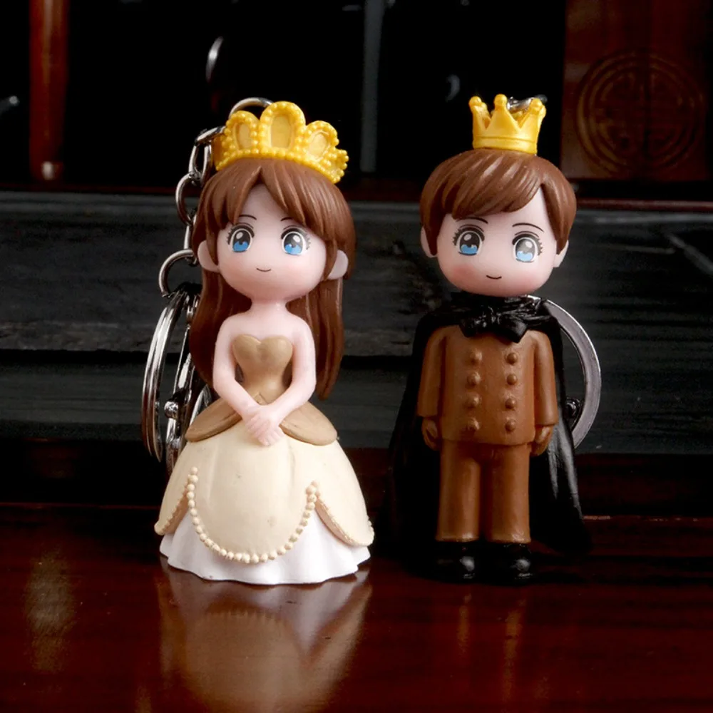 Wedding Gift Car Keychain Cute Cartoon Couple Little Girl Groom Bride Doll Creative Bag Decoration Pendant