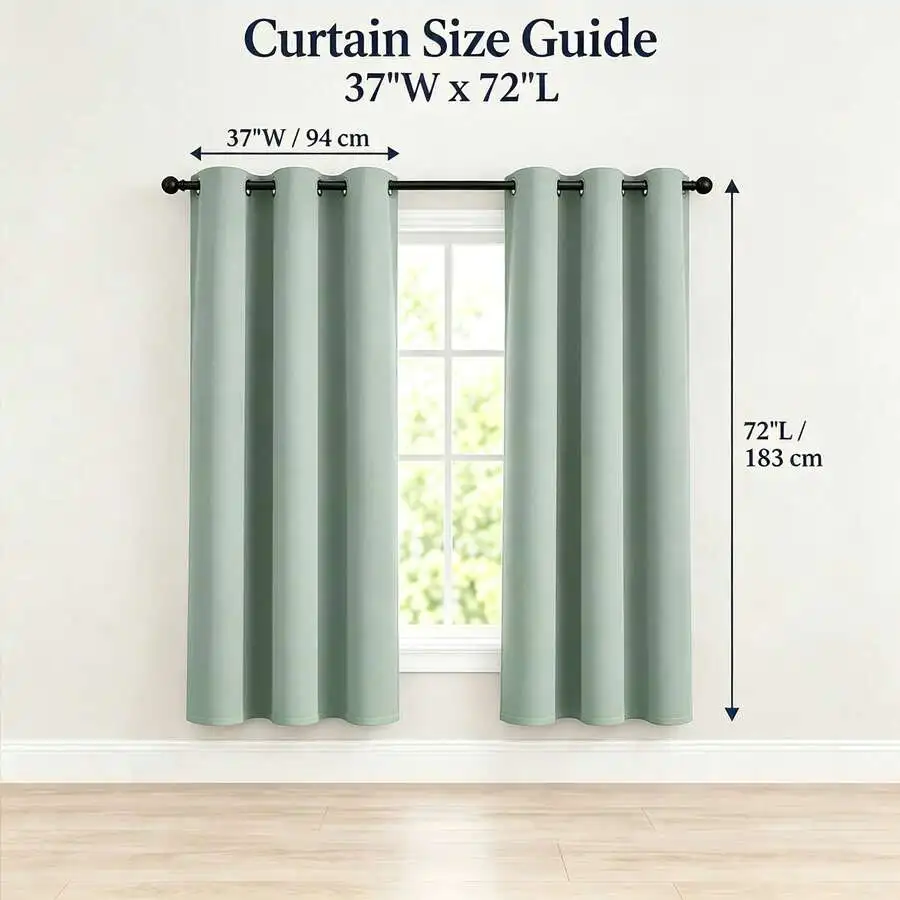 Sage Green 2 Pack 100% Blackout Grommet Window Curtains, Lightweight Waterproof Black Film Backing Drapes, Thermal Room Darkenin