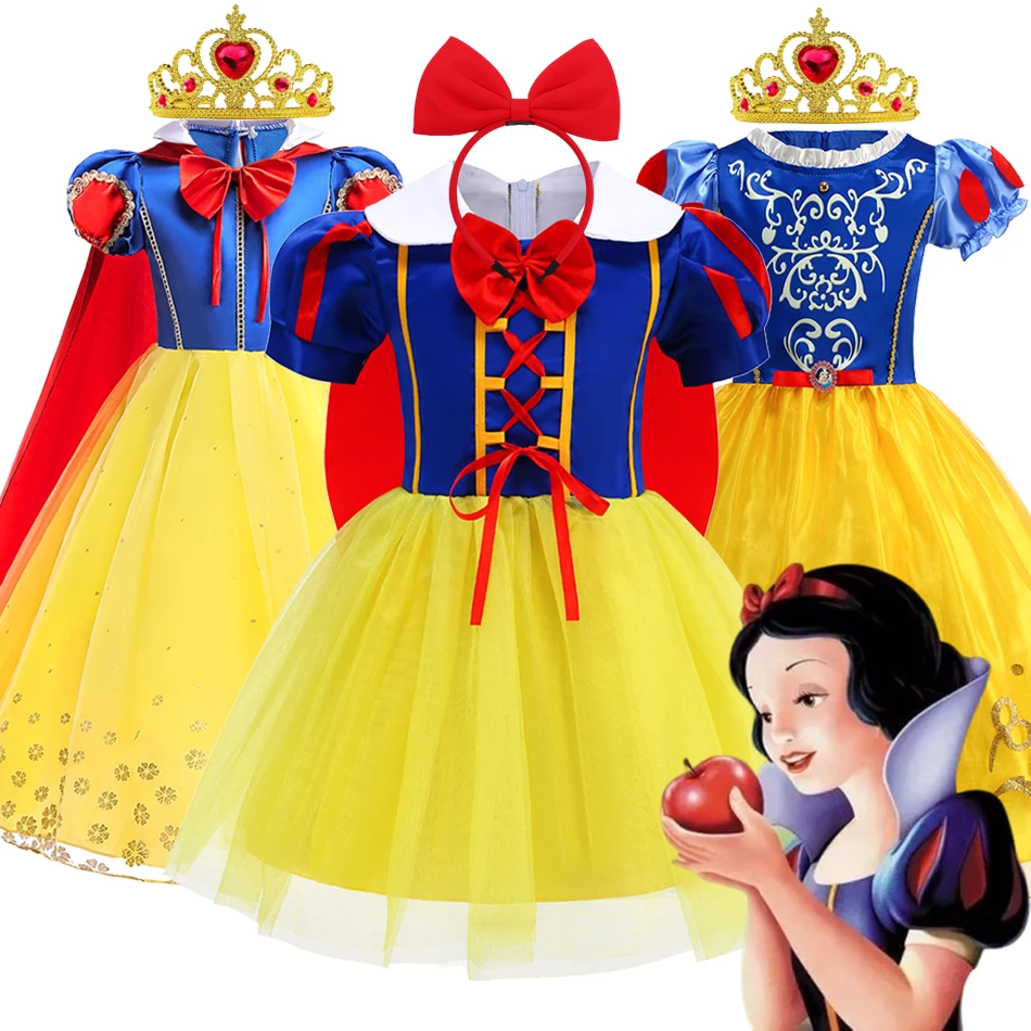 

2025 Girls Costume Snow White Princess Ball Gown Dress Kids Cosplay Toddler Carnival Halloween Disguise Kids Clothes