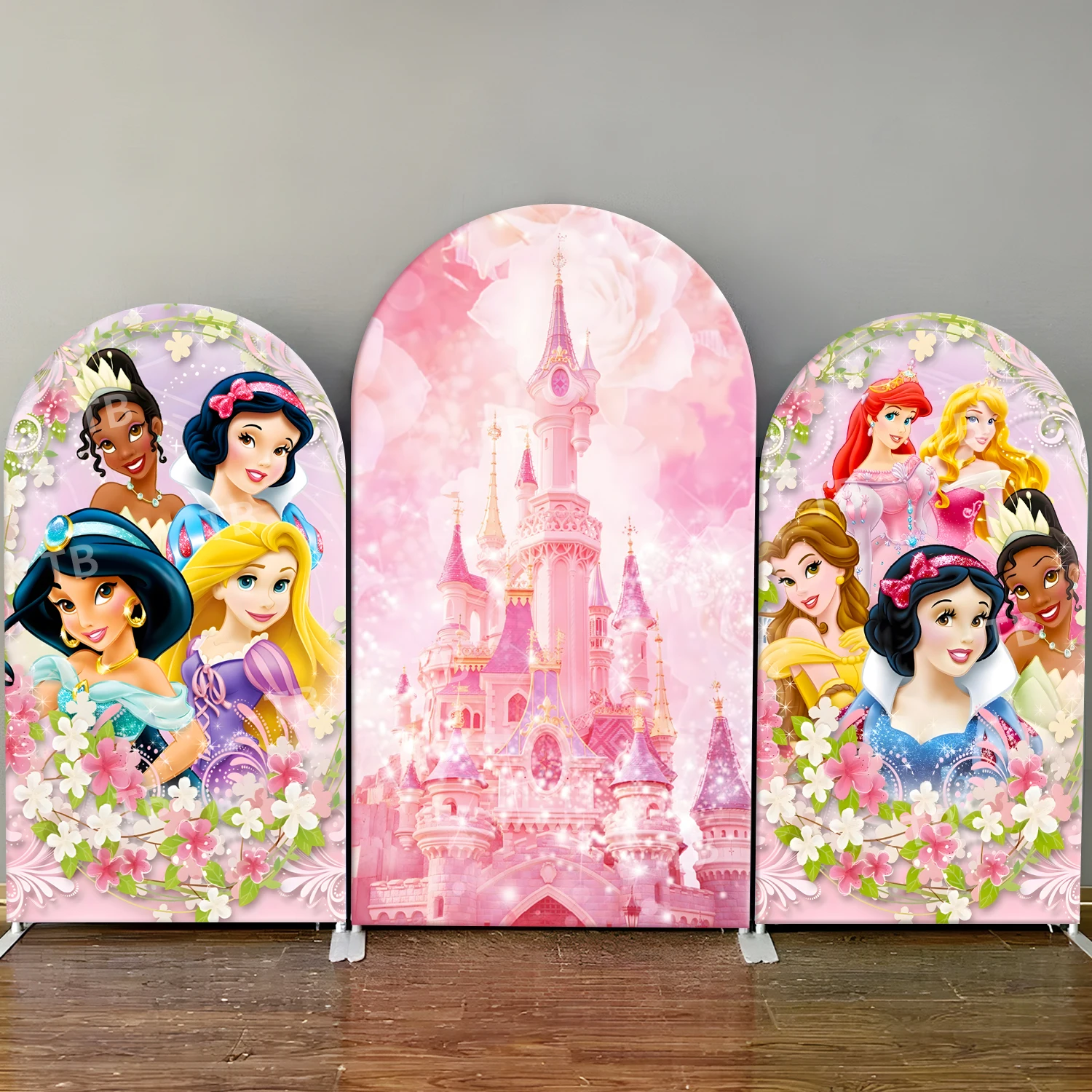 

Disney Princess Arch Backdrop Cover cartoon Girls Birthday Baby Shower Party Decoration Pink Chiara Wall Photography Background