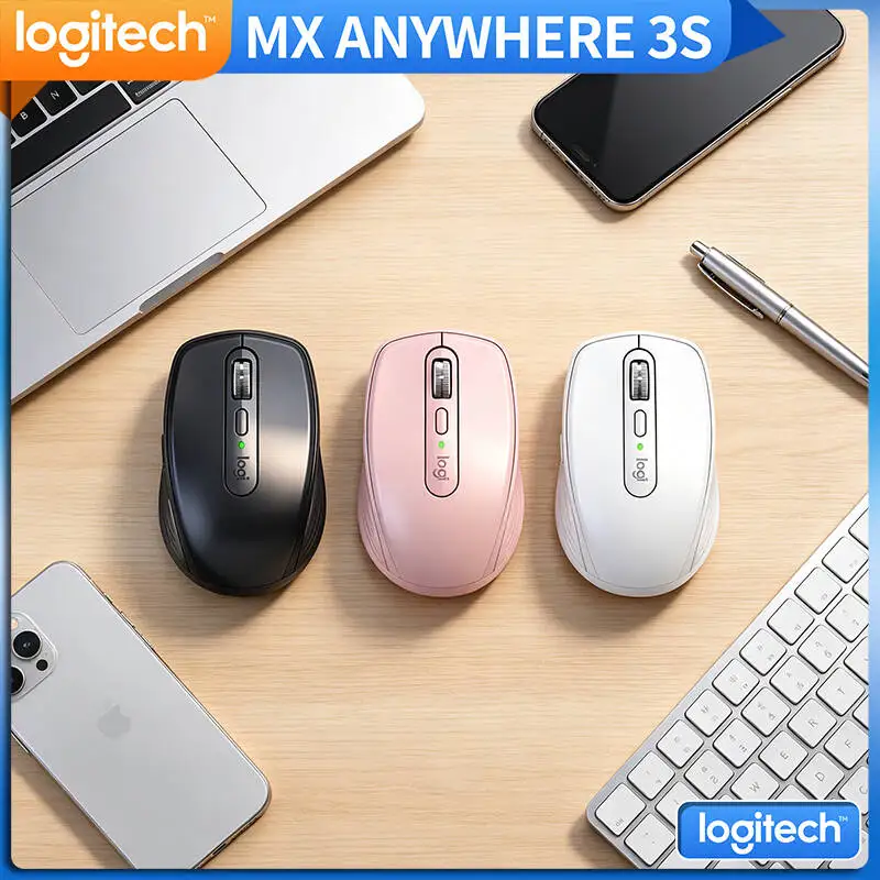 High-Performance Logitech MX Anywhere 3S Mouse - 8K DPI Glass Tracking, MagSpeed Scroll, Silent Buttons, Multi-OS Support