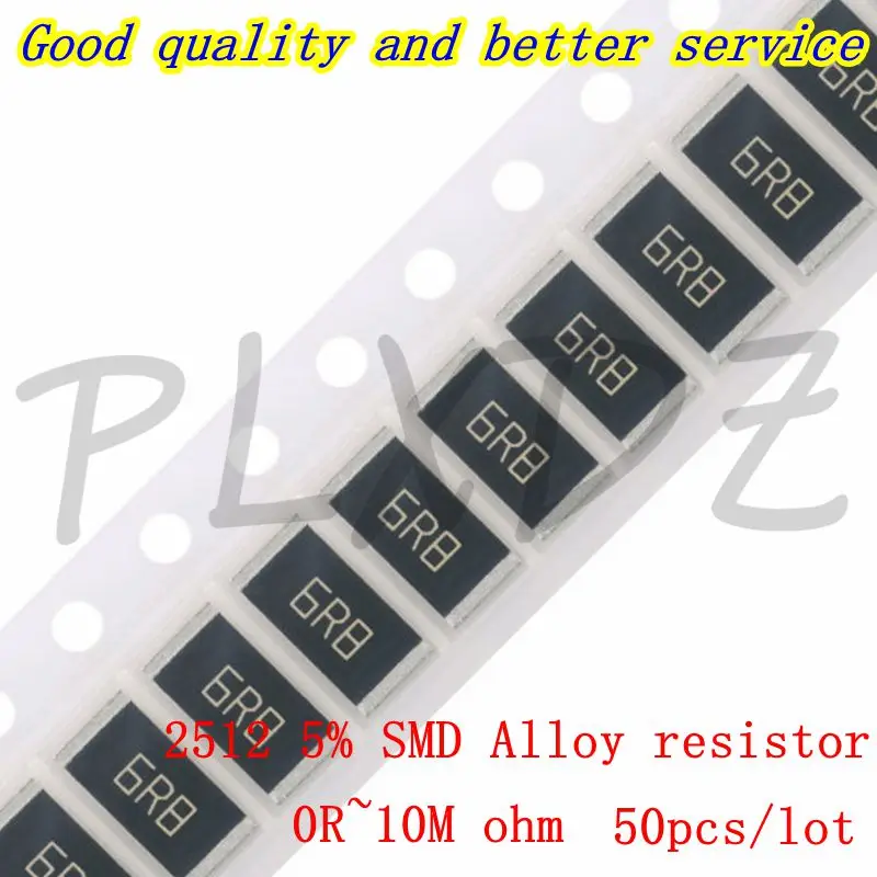 50pcs 2512 5% SMD Alloy Resistors 0R~10M 91 100 110 120 130 150 160 180 200 220 240 270 300 330 360 390 430 470 510 560 R ohm