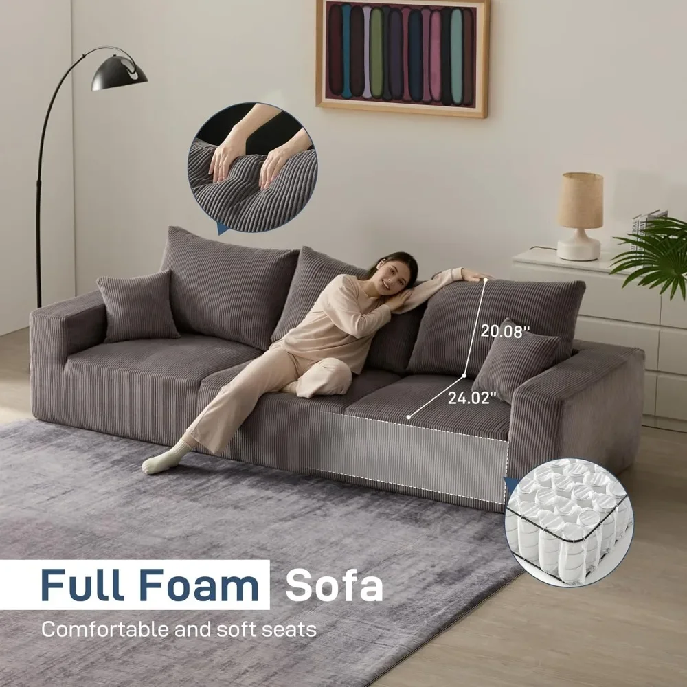 

Модульный бескаркасный диван-кровать Sectional Cloud для гостиной - 113 дюймов, серый, 3-местный, L-образный, современный, для отдыха - без сборки