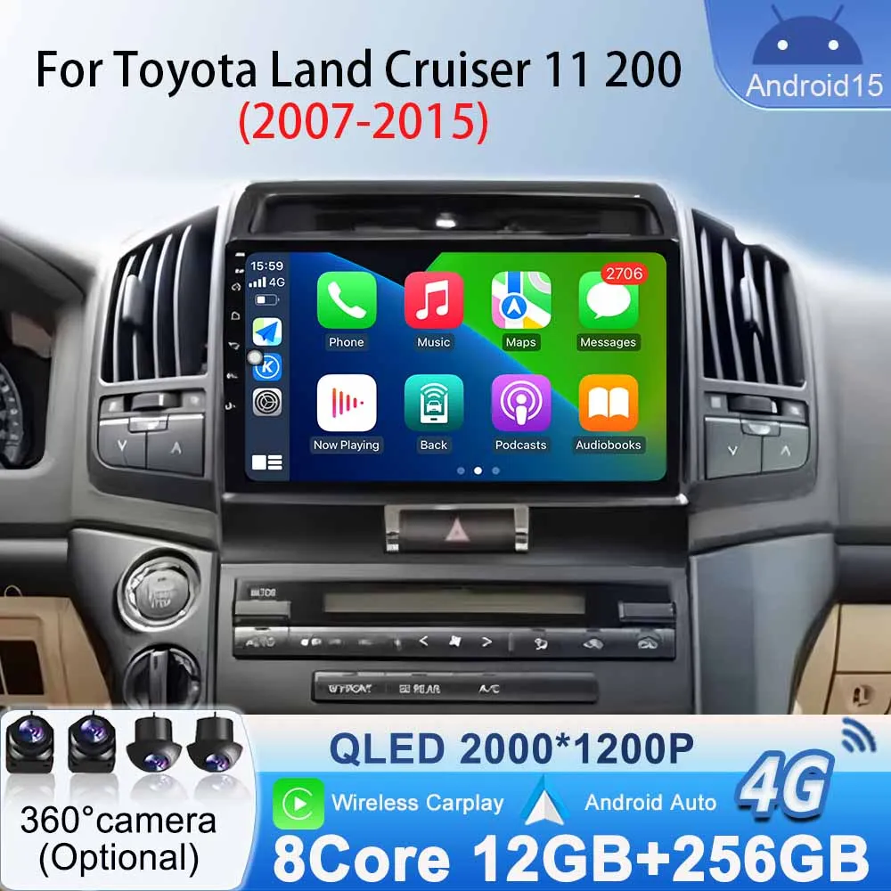 Touch Screen for Toyota Land Cruiser 11 200 2007-2015 Android15 WiFi Car Radio Stereo Head Unit Multimedia Video Player No 2 din