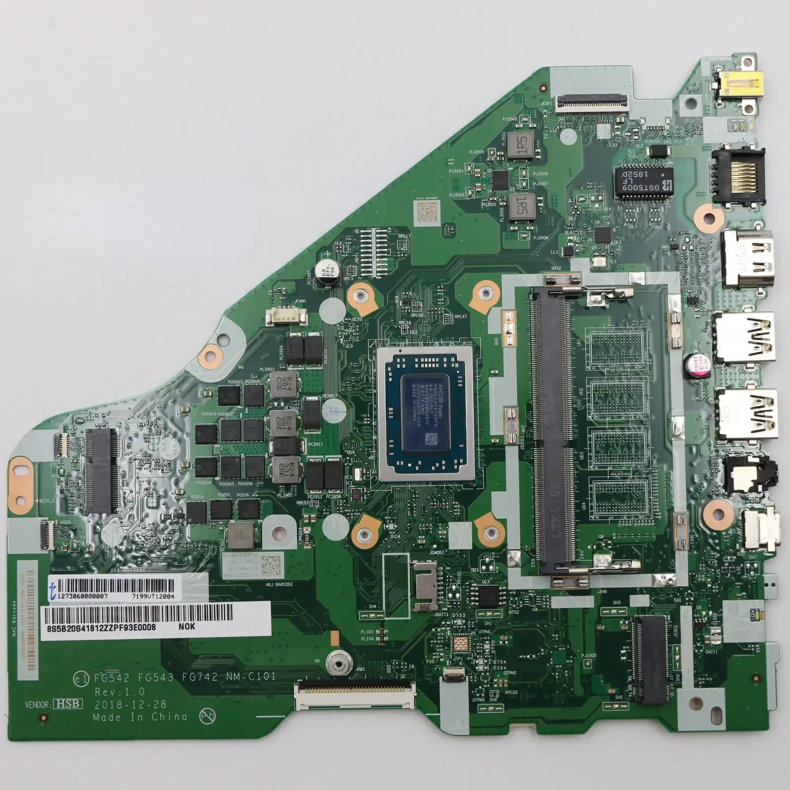 

For Lenovo L340-15API L340-17API main board FG542 FG543 NM-C101 CPU: R3 R5 R7-Used