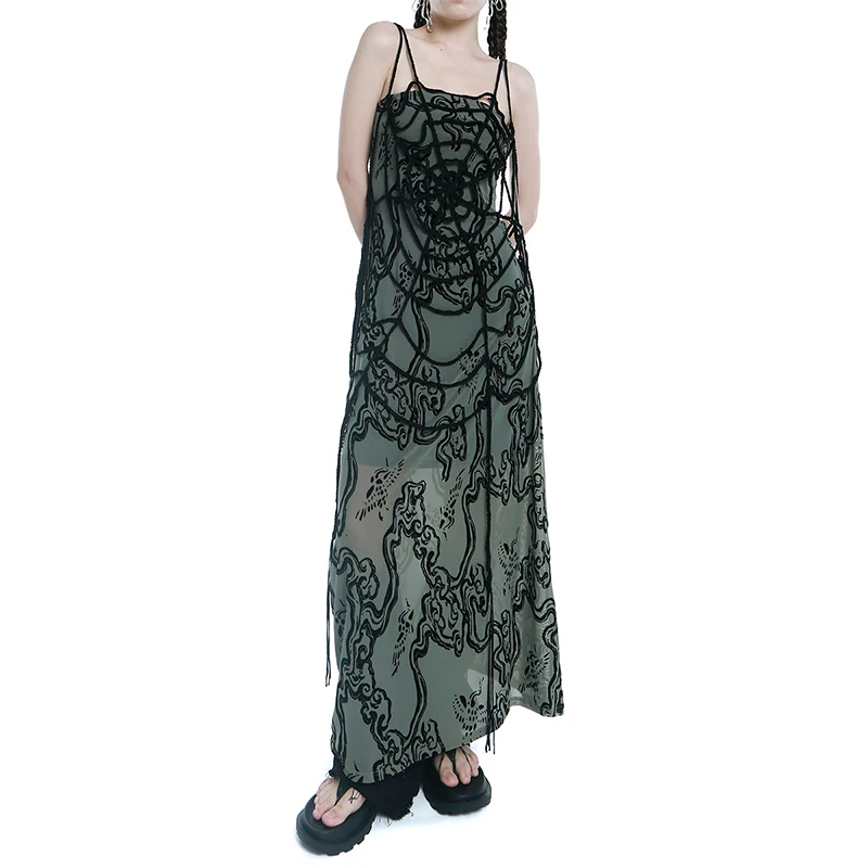 Camisoles gothiques tissées à la main avec glands pour femmes, glaçure longue qui se chevauchent, trous noirs, pull punk gothique, toile d\'asile