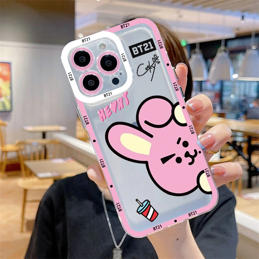 Cartoon Kpop B-BT-21S Phone Case For Samsung A16 A06 A55 A35 A25 A15 A05 A54 A34 A24 A14 A04 A13 A53 A33 Clear TPU Back Cover