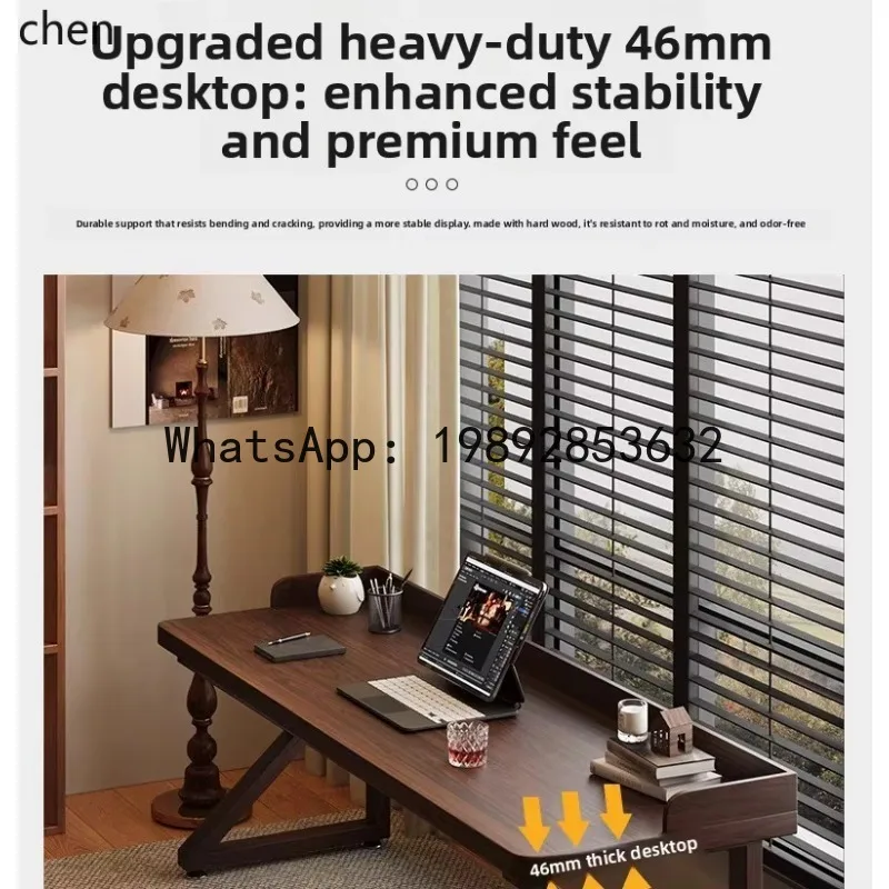 X7 Solid Wood Double Desk Computer Desk Long Strip Electric Home Simple Study Desk