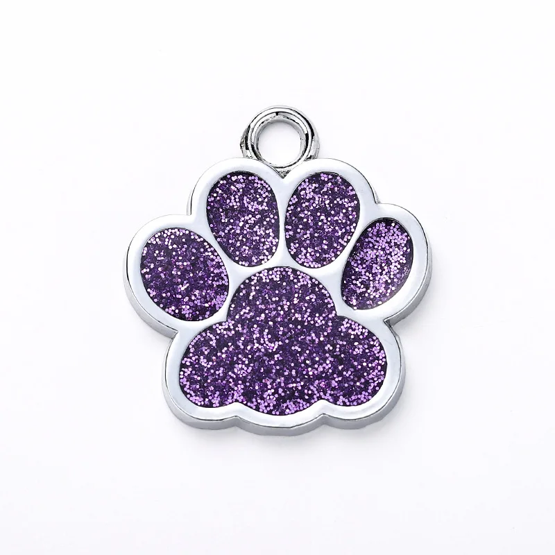 Wholesale 10Pcs Paw Blank Decoration Color Dog Pet Id Tags Anti-loss Plate Alloy Lable Keryrings Accessories