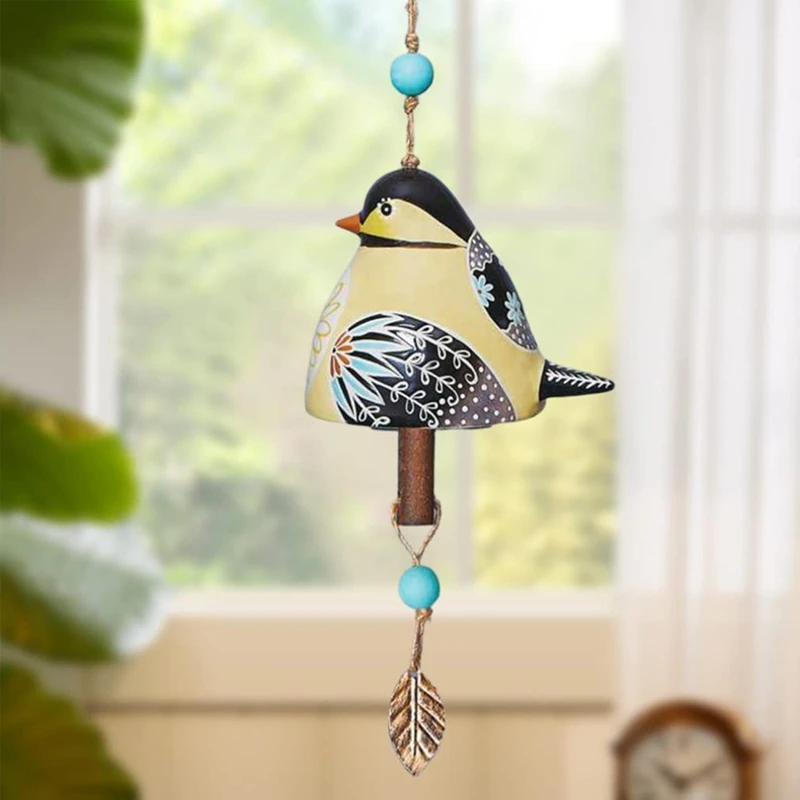 Bird Song Bell Garden Decoration,Hanging Rustic Wind Chime, Pendant Metal Tube Bell Door Bell Pendant, Festival Gift A-ABHG