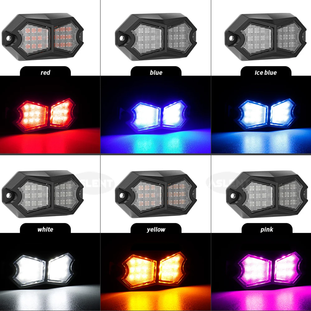 2pcs IP67 Waterproof 18LED Side Marker Lights Truck Clearance Lamps 12V 24V Underbody Rock Lights for Trailer RV Offroad