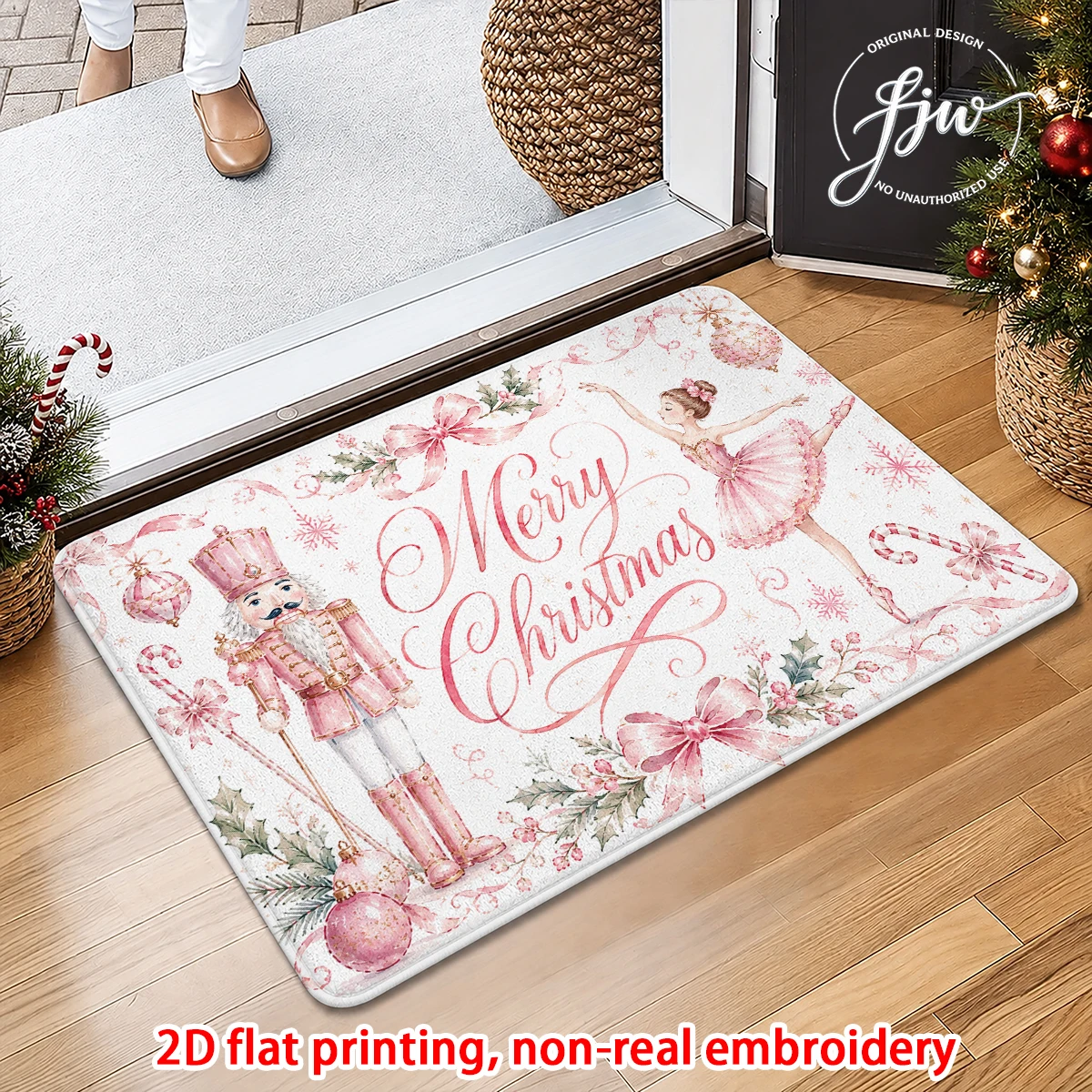 1pc # Merry Christmas Pink Ballet Nutcracker Doormat Home decoration entrance hall balcony