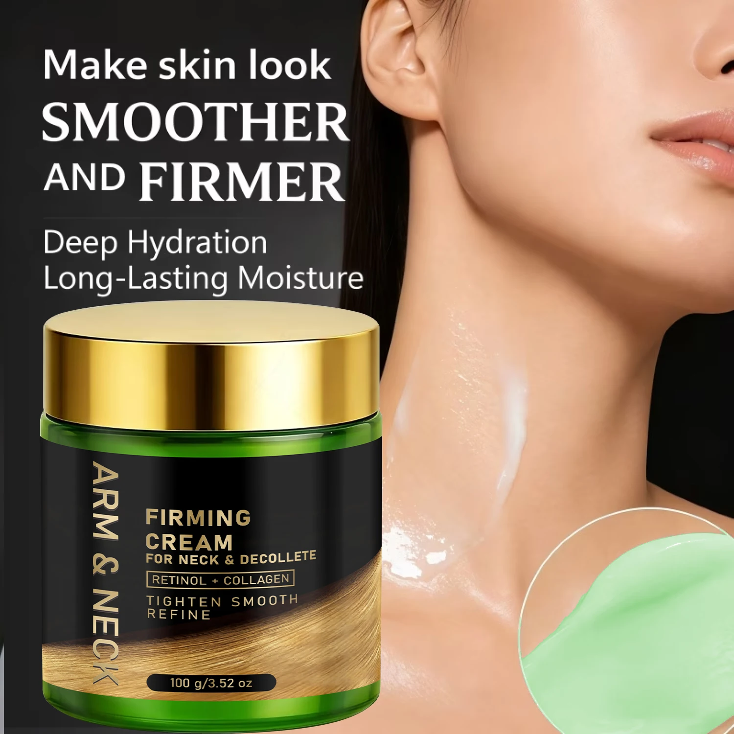 Retinol Collagen Neck Decollete Firming Cream with Bee Venom, Moisturizing Tightening Smooth Skin Care