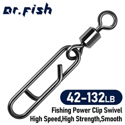 Dr.Fish 20pcs Fishing Power Clips Swivel Barrel Snap Swivel Quick Change Hook Lure Connector High Strength Speed Snap Swivel