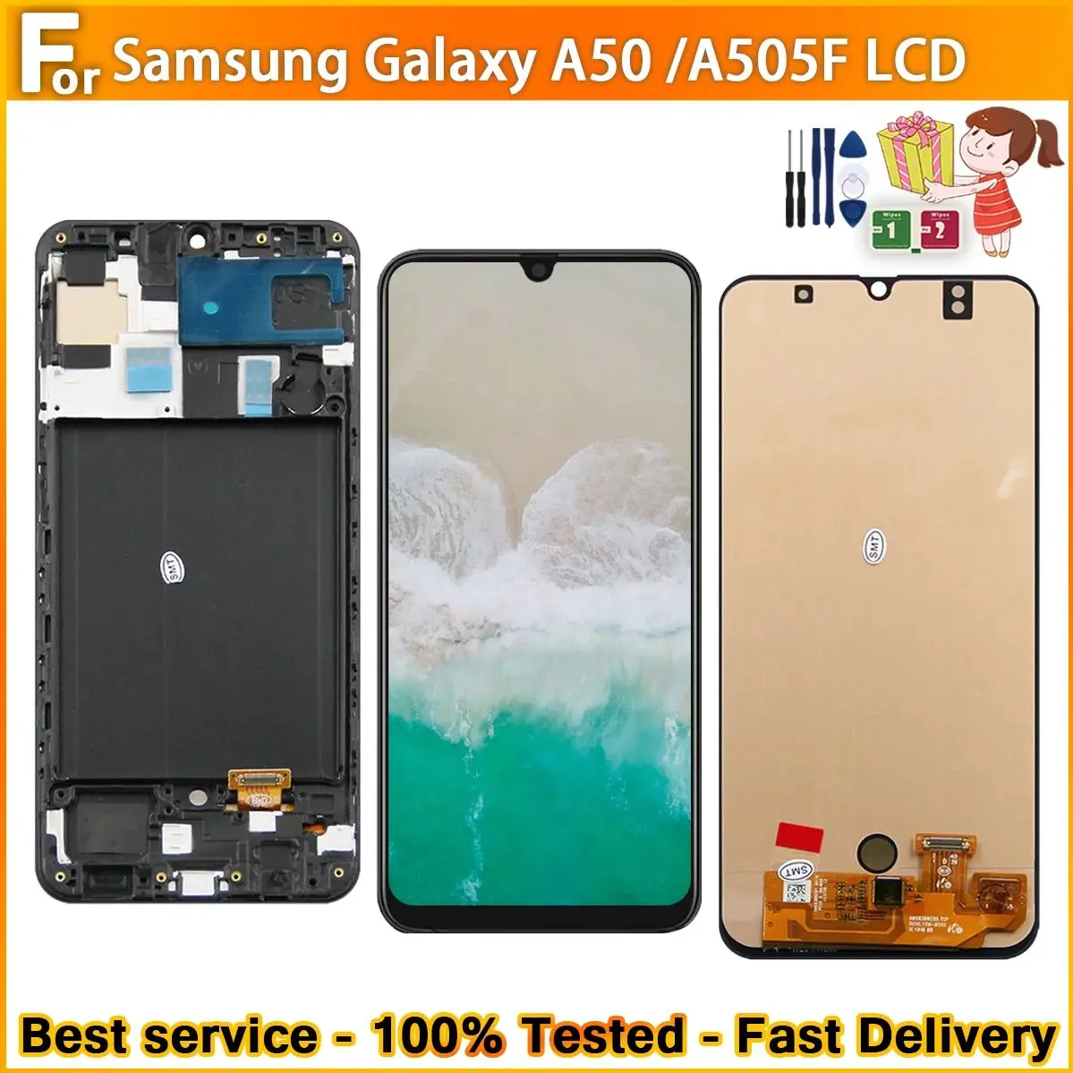 incell For Samsung Galaxy A50 SM-A505FN/DS A505F/DS A505 LCD Display Touch Replacement Screen For A50 LCD NO Frame/With Frame