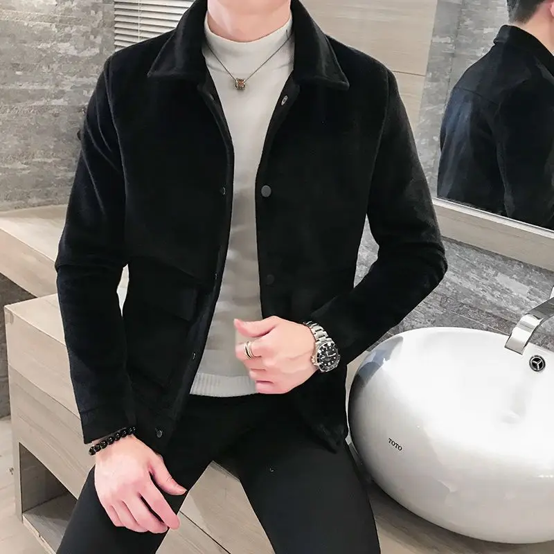 

​Men's Winter Parka Jacket Short Faux Mink Fur Coat with Thick Cotton Padding Korean Slim Fit Design for Autumn 2025​