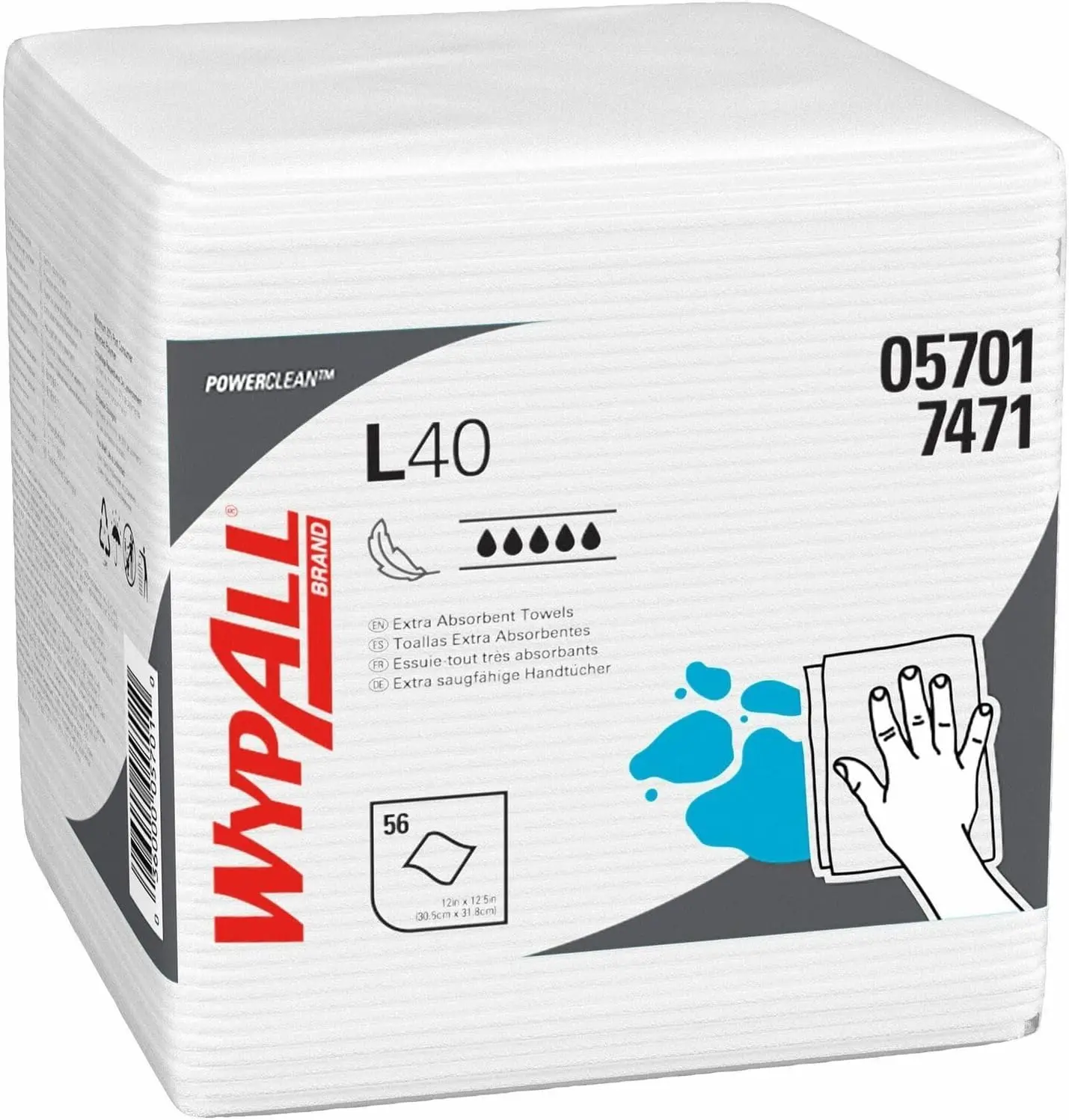 

L40 Towels, 1/4 Fold, White, 12 1/2 X 12, 56/Box, 18 Packs/Carton