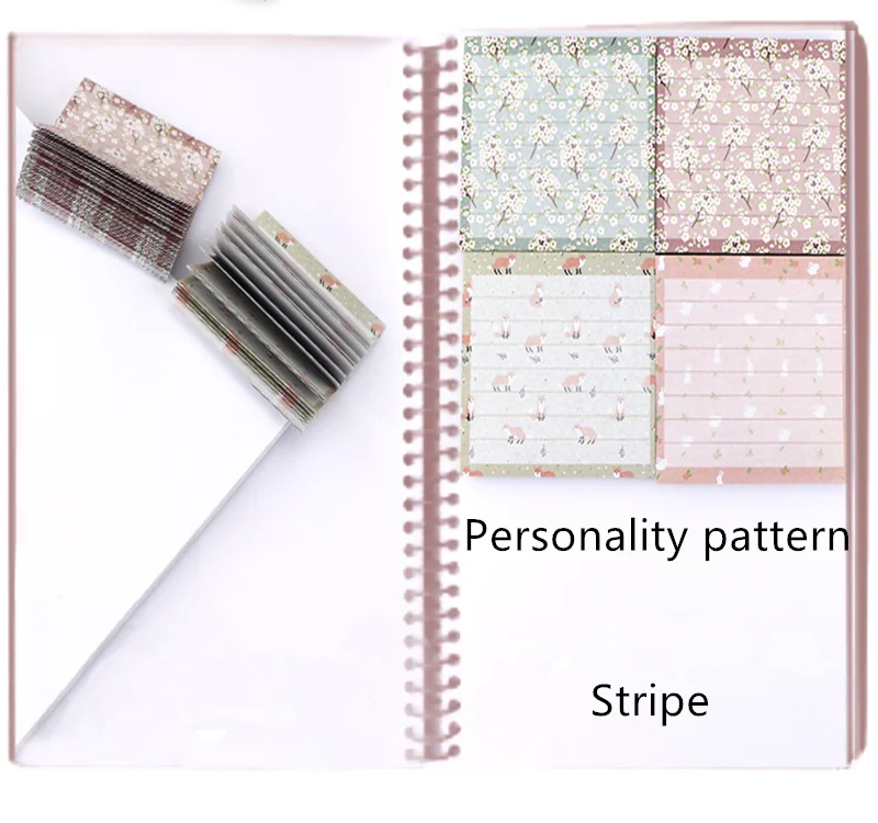 1 Pack/lot Cartoon Animal Floral striped Color Stripes Memo Pads Horizontal Line Notes Posted  Office Convenience Stickers