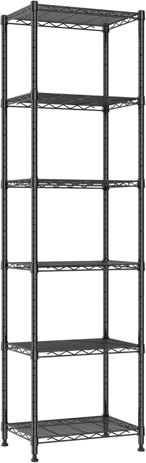 

Регулируемая стальная полка для хранения для кухни, ванной, прачечной, кладовой, 16,7x11,9x64 дюйма, черная