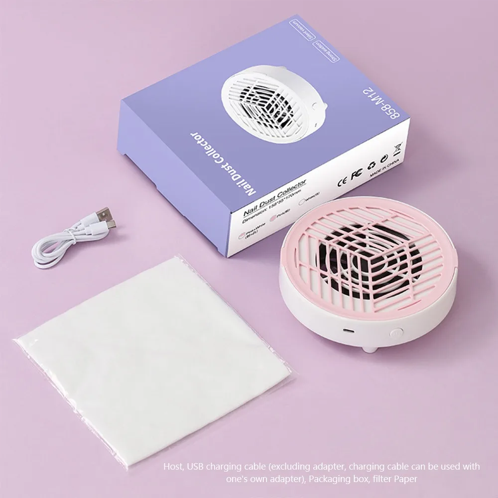 Low Noise Nail Dust Collector Mini Powerful Suction Nail Vacuum Fan High Rotation Speed Manicure Tools Nail Fan Vacuum Cleaner