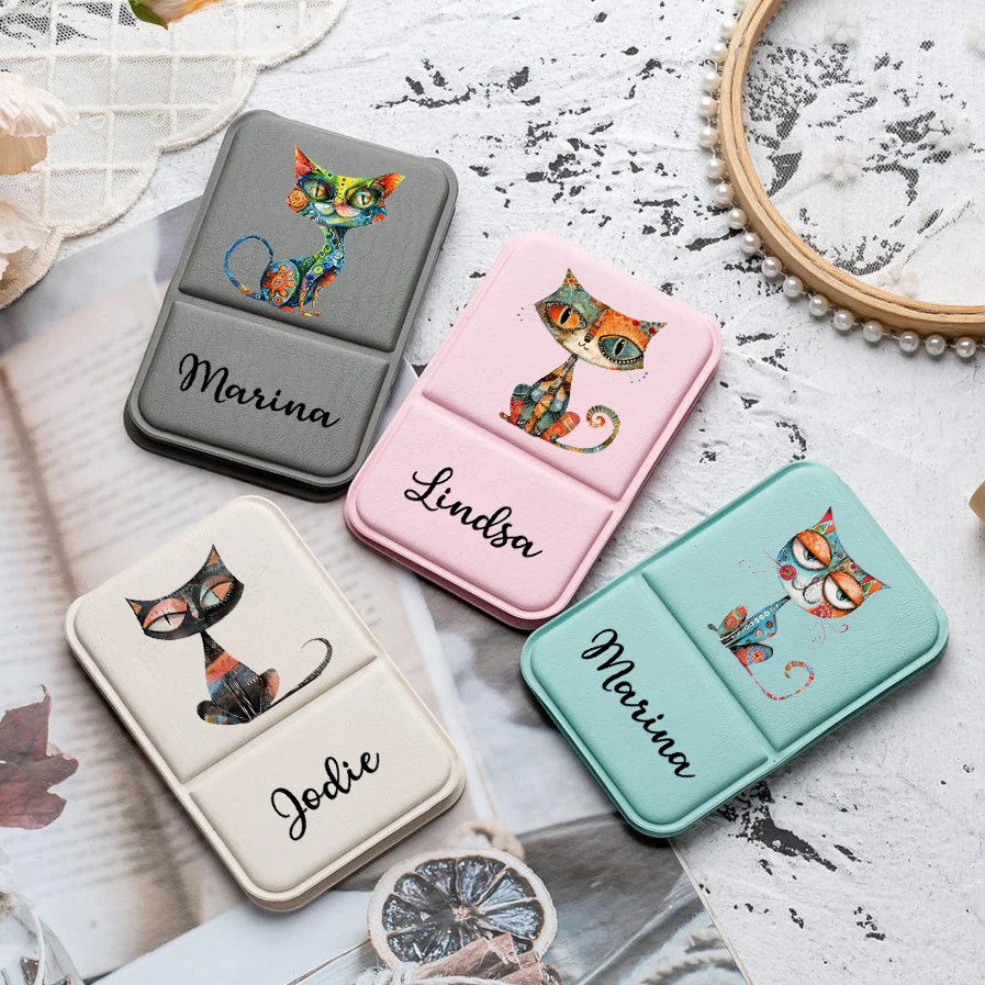 Personalized customization portable folding mirror makeup mirror desktop can stand upright cute animal pattern personalized gift