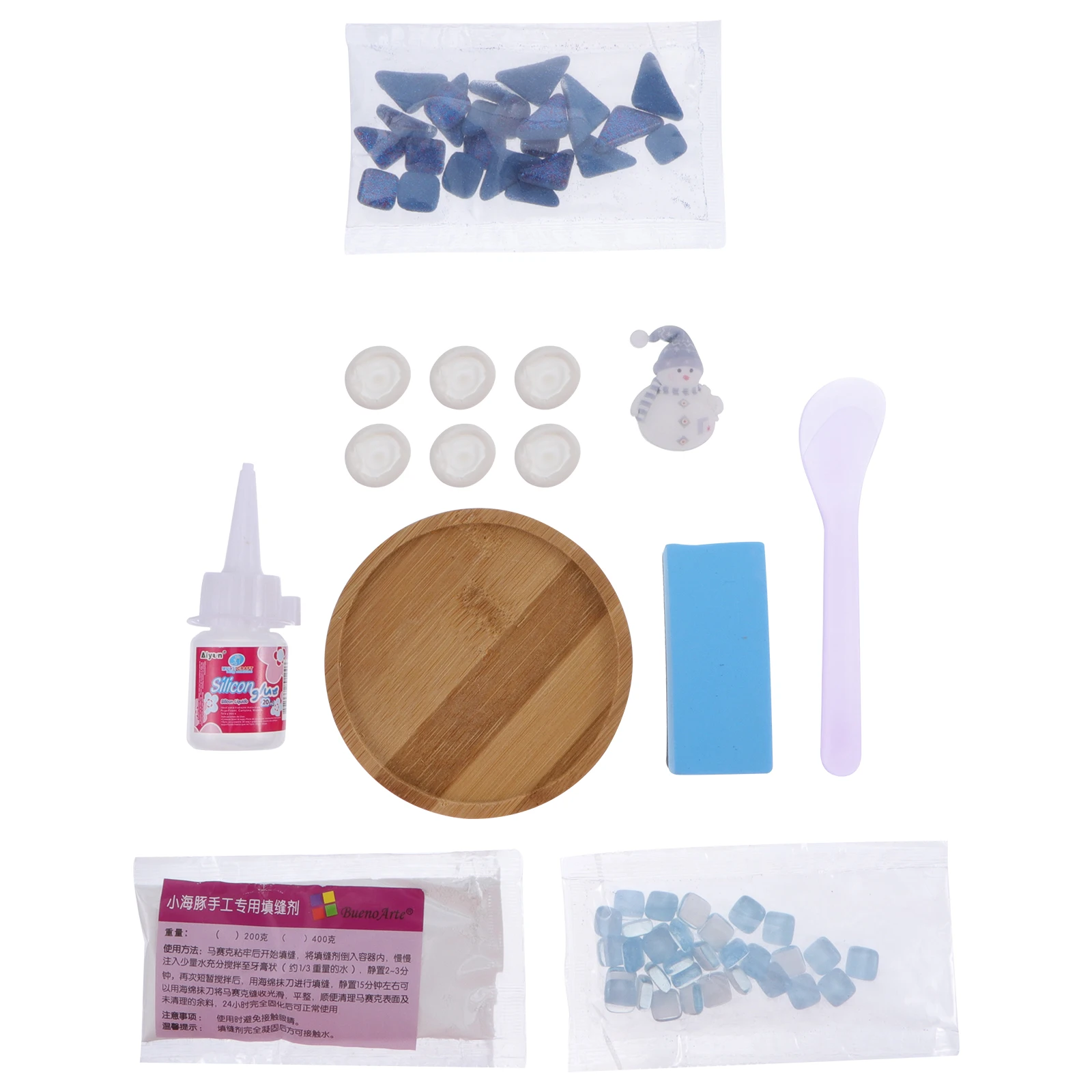 

36PCS Kit Wooden Craft Tools Snowman Shape Handmade Decorations Set for Christmas Parent Child Activities