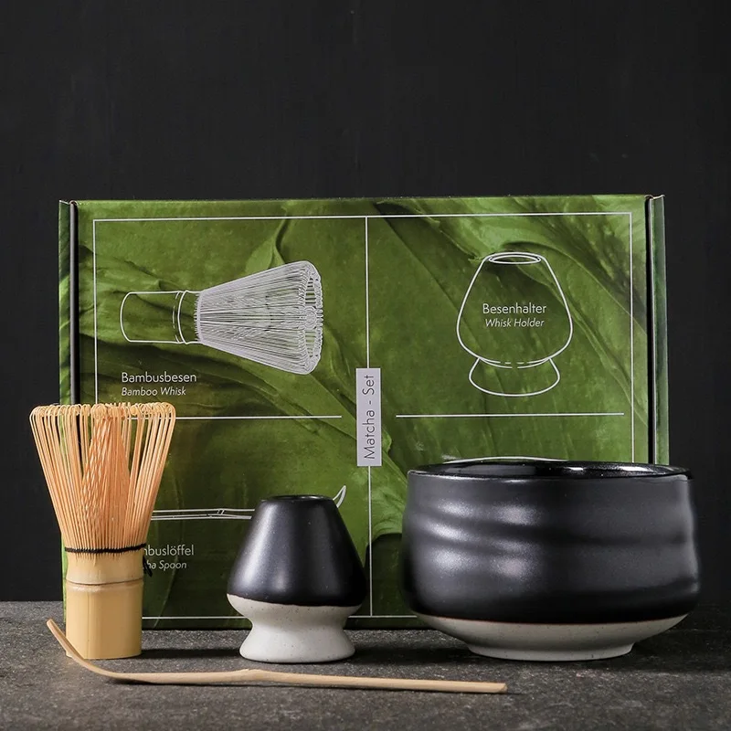 

5/4pcs/set Matcha Tea Set Bamboo Whisk Scoop Ceramic Teaware Bowl Traditional Indoor Handmade Tea-making Tools Birthday Giftset