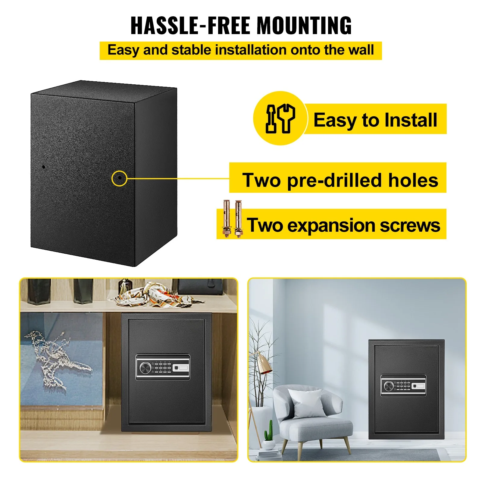 Safe Box Lock Security 2.1 Cubic Feet Digital Safe Key Lock Home Office
