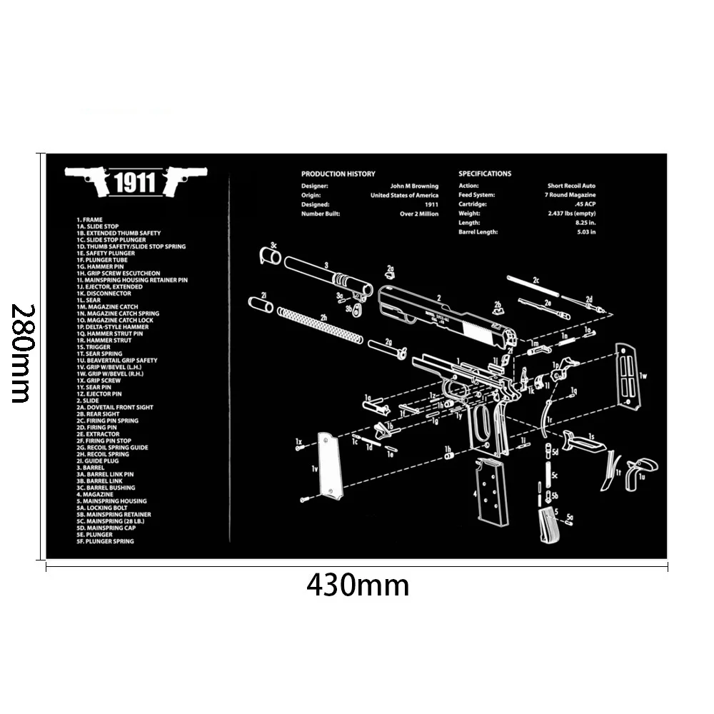AR15 AK47 Pistolenreinigungs-Gummimatte Mauspad für Pistole GEN5 Glock 17 19 1911 Beretta 92 P320 CZ 75 CZ SHADOW 2 HK USP Zubehör