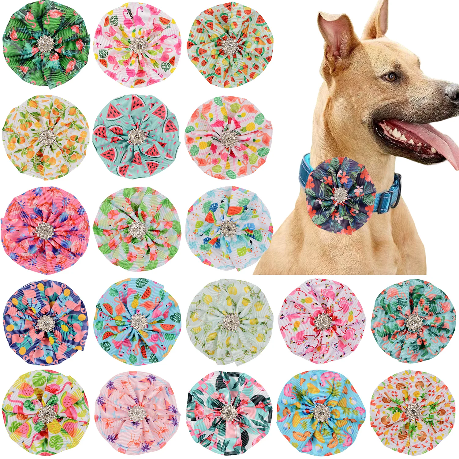 50/100pcs Fruit Style Collar Summer Dog Supplies Slidable Dog Bow Tie Small Dog Collar Charms Dog Cat Accessories Pet Supplies