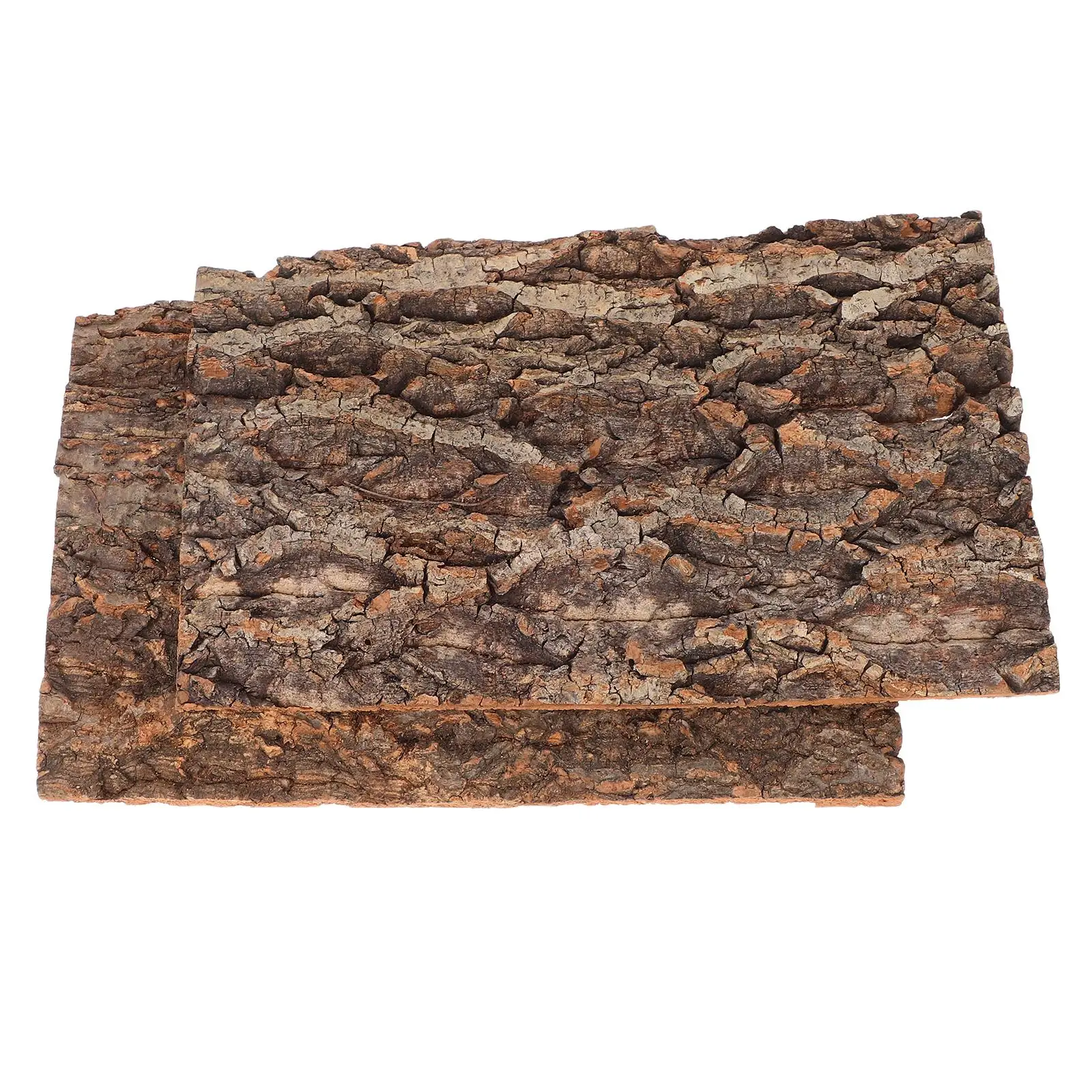 

2 Pcs Climbing Bark Reptile Platform Tank Fake Reptiles Snake Accessories Wall Light Brown Bearded Dragon Decoration