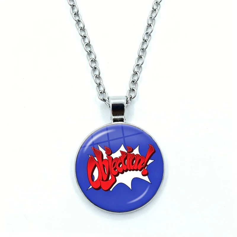 Anime Phoenix Wright Ace Attorney Trilogy Necklace for Women Jewelry Maya Fey Miles Edgeworth Cartoon Glass Pendant Necklace