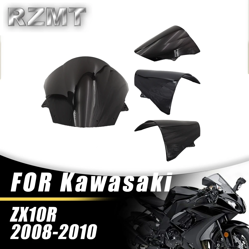 

ZX10R Front Double Bubble Wind Deflector Windscreen For KAWASAKI NINJA ZX-10R 2008-2010 Motorcycle Accessories Windshield Black