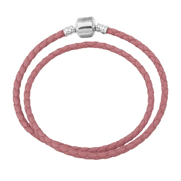 100% Real Leather Silver Plated Green Genuine Leather Women Bracelet Fit European Bead Charm DIY Women Jewelry