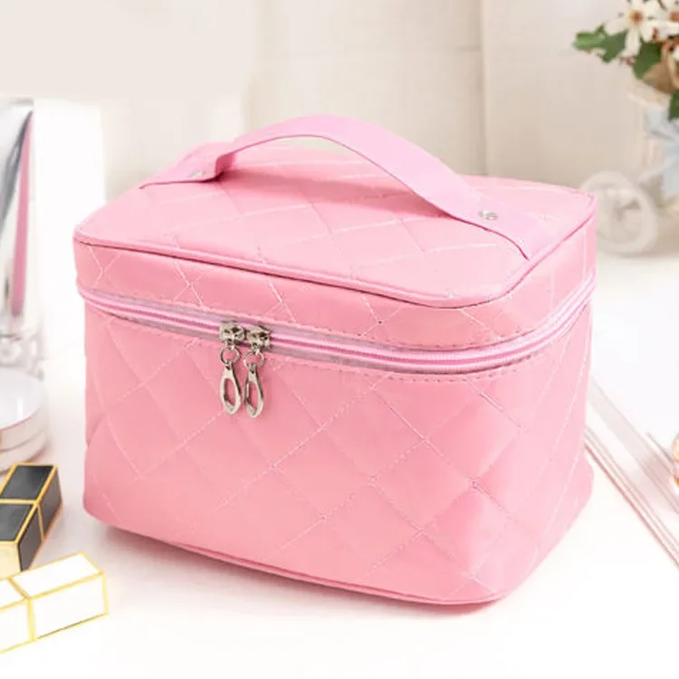 Cosmetic Box Female Quilted Professional Cosmetic Bag Women's Large Capacity Storage Handbag Travel Toiletry Makeup Bag