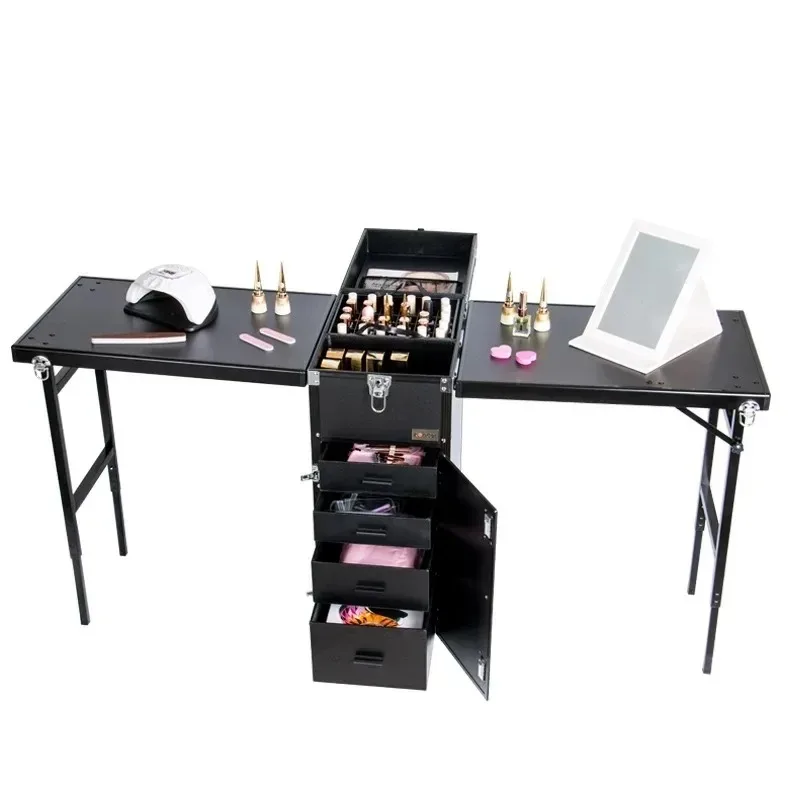 Makeup Portable Manicure Table Foldable Nail Table Train Case Desk Cosmetic Portable Folding Table Mesa De Manicura Profesional