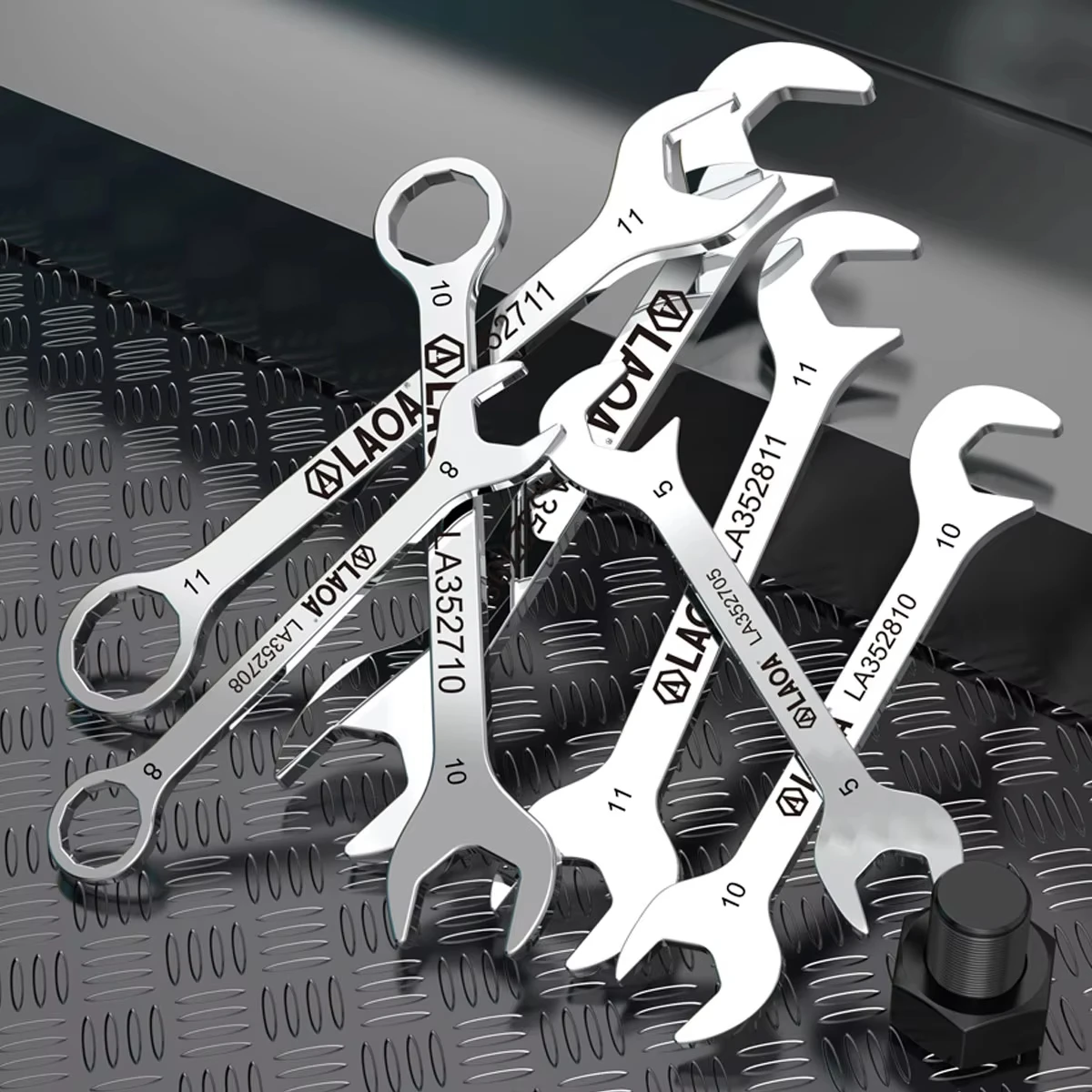 LAOA Mini Thin Double Open-end Wrench Stainless Steel Dual-purpose Wrench Auto Repair Household Set of Tools 5mm-11mm 4.5-11mm image 4