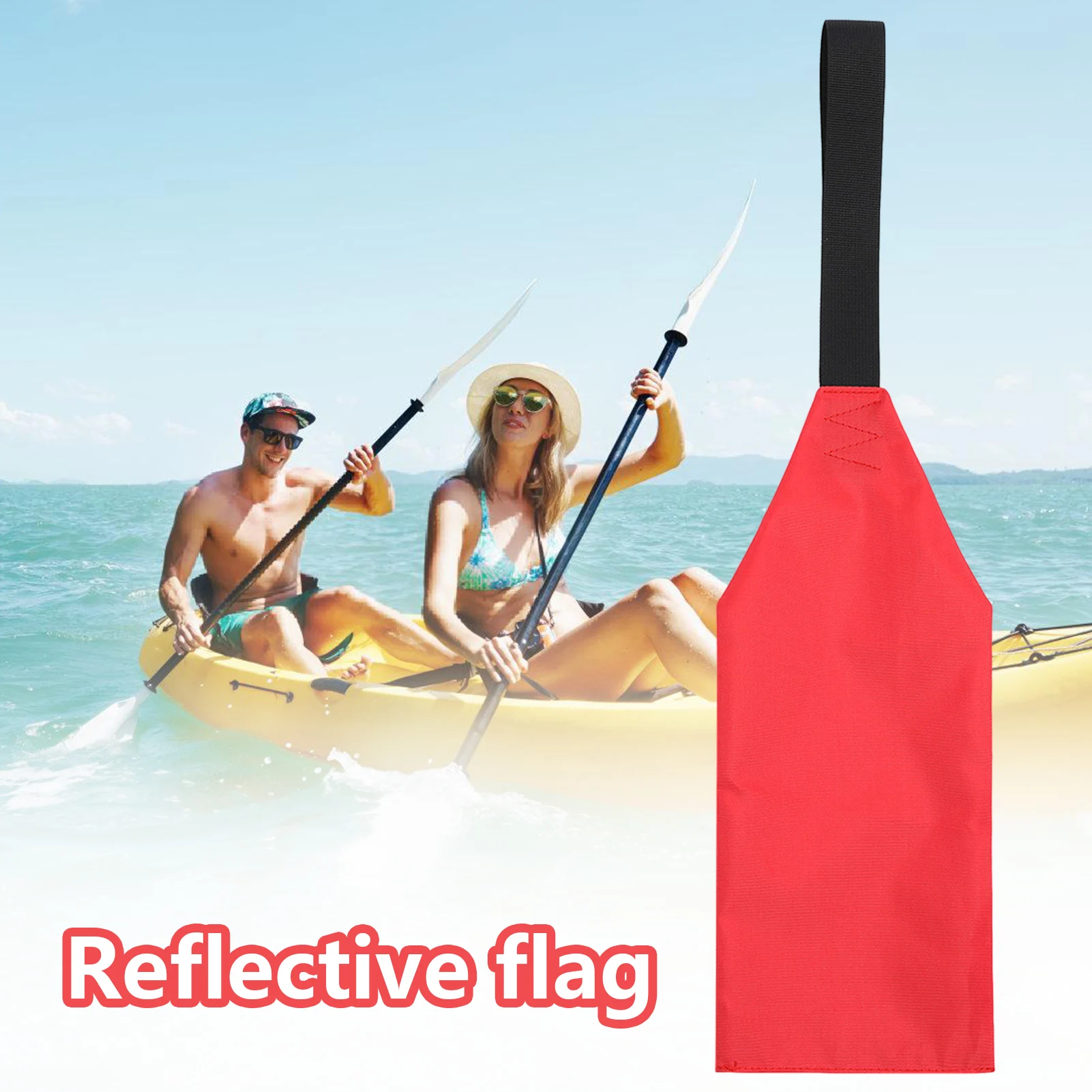 Kayak Safety Flag with Reflective Strips Red Warning Flag Enhanced Visibility Durable Oxford Fabric for Canoe SUP Towing Outdoor