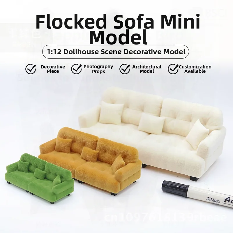 مقياس 1:12 دمية مصغرة طقم أريكة توافدوا كريم نمط الاصطناعي أثاث صغير لعب منزل لعبة نموذج الحلي للأطفال #6