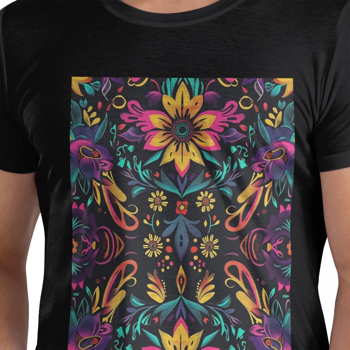 

Colorful Mexican Pattern Traditional And Festive 100% Cotton T-Shirt Men's Fashion T Shirts Men Crew Neck Short Sleeve S-6XL