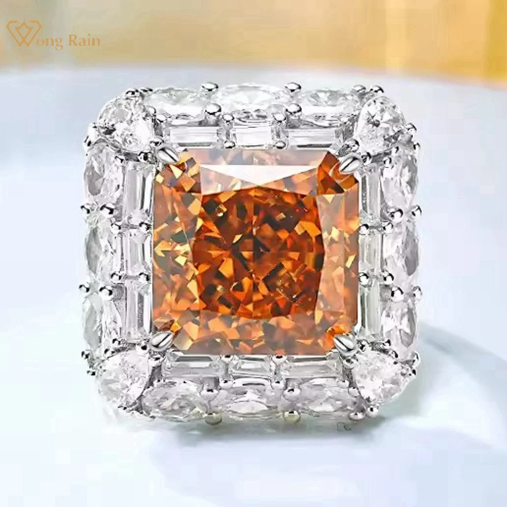 

Wong Rain 925 Sterling Silver Crushed Ice Cut 12MM Lab Sapphire Citrine Amethyst Gemstone Cocktail Party Ring For Women Jewelry