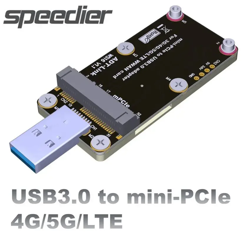 

3G/4G/5G/LTE mPCIe To USB3.0 4.6V 3A/4A Large Volatage Mini PCIe To USB3.0 Adapter Card WWAN Module Transfer Test Riser Card