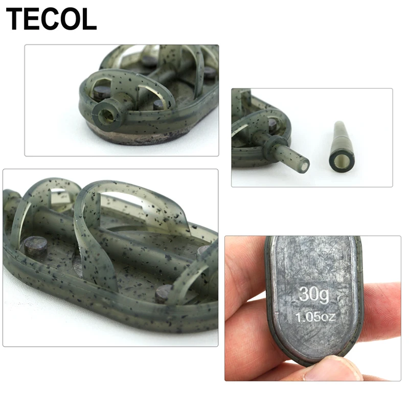 TECOL 30G 40G 50G 60G Boat Shape Carp Fishing Bait Cage Inline Method Lead Weight Carp Feeder Throw Bait Fishing Accessories view 2
