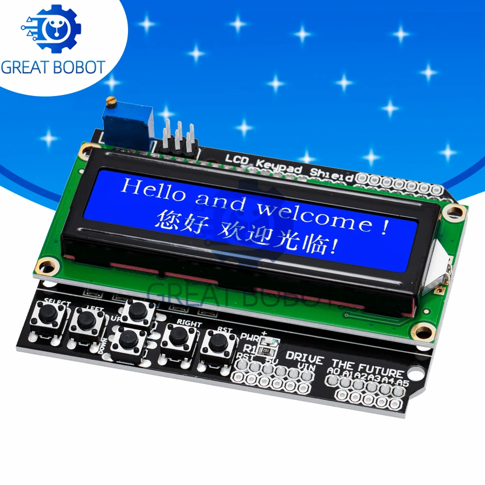 Бренд BS, 1 шт., модуль дисплея с синим экраном LCD1602 для Arduino UNO ATMEGA328 ATMEGA2560 Raspberry Pi