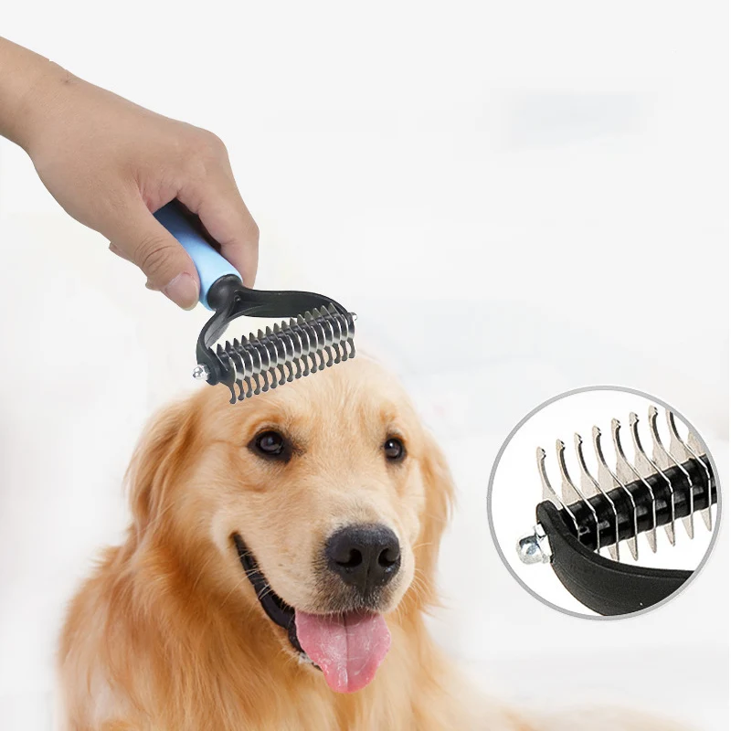 

Dog Fur Knot Cutter Pets Grooming Shedding Tools Cat Hair Removal Comb Brush Double Sided Pet Products Suppliers